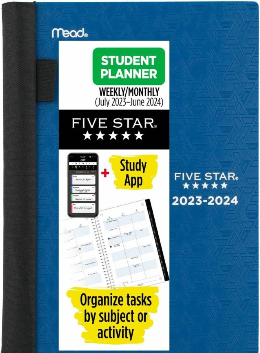 Five Star Academic Planner 2024-2025: Weekly & Monthly Student Organizer with Study App, 5.5" x 8.5", Fire Red (CAW45913)