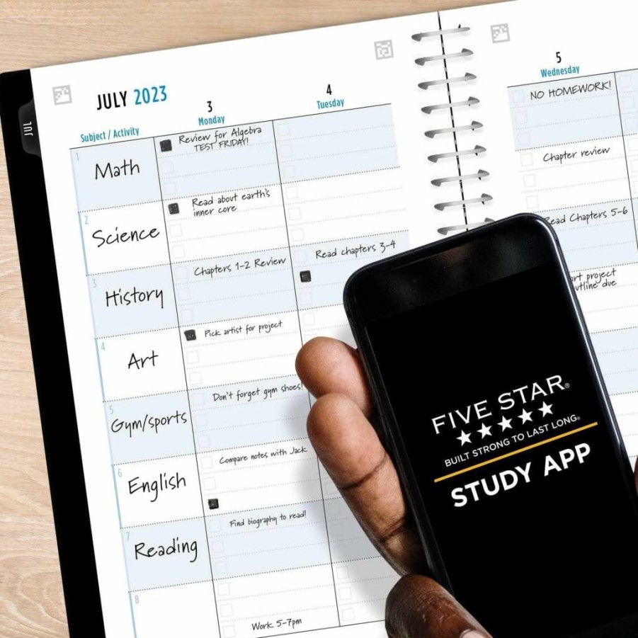 Five Star Academic Planner 2024-2025: Weekly & Monthly Student Organizer with Study App, 5.5" x 8.5", Fire Red (CAW45913)