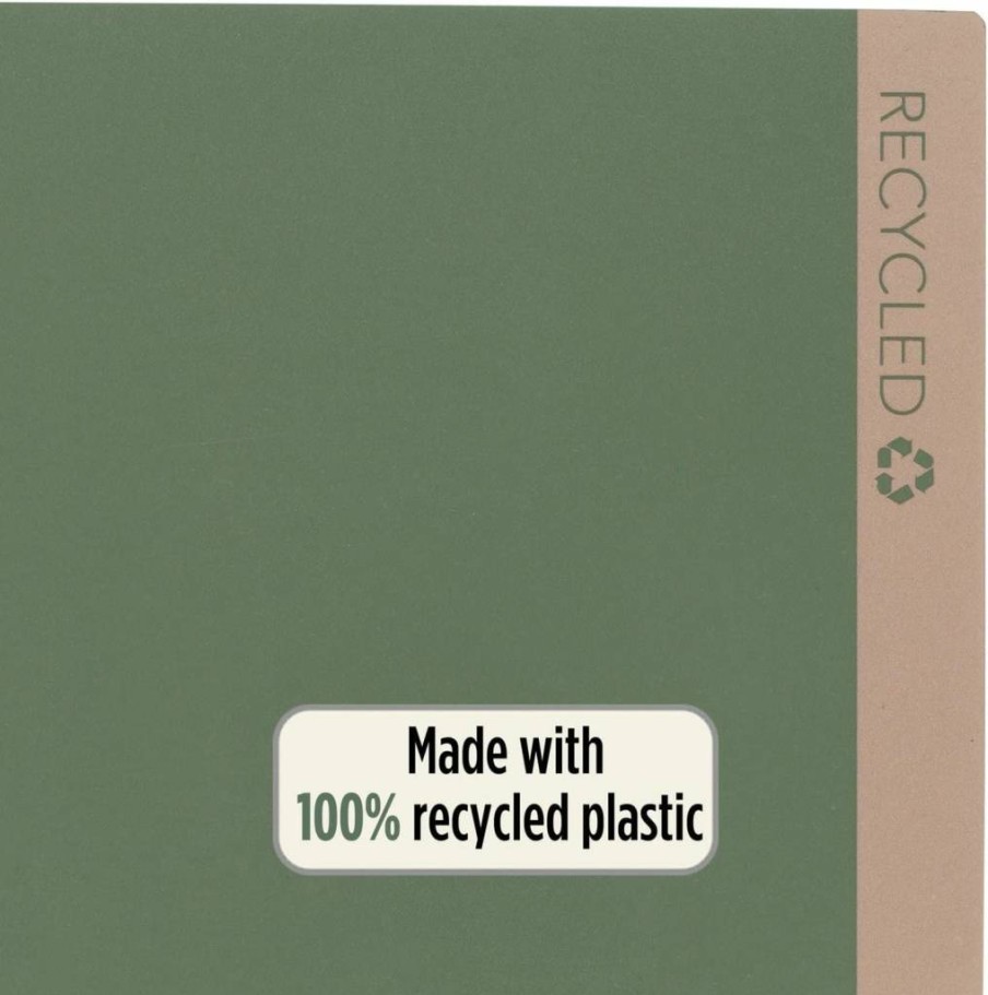 Five Star 4-Pack Recycled Plastic 2-Pocket Folders with Prong Fasteners, Stay-Put Tabs, Writable Labels - Fits 3-Ring Binder, Holds Letter Size Paper (Clay, Green, Blue, Gray) 33002