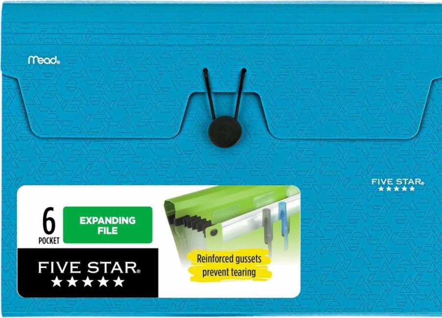 Five Star 6-Pocket Expanding File Organizer with Bungee Closure, Letter Size 8.5" x 11" Accordion Folder, Tidewater Blue (350100C-Ecm)