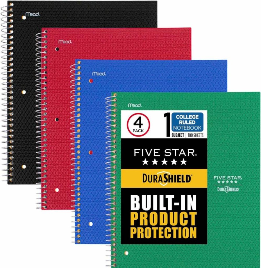 Five Star Durashield Antimicrobial 2-Pocket Plastic Folders, 4-Pack, Letter Size 11" x 8.5", Assorted Colors (330010)