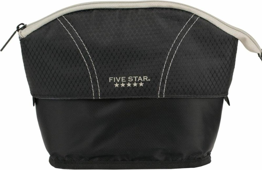Five Star Expandable Zipper Pouch - School Supplies Organizer for Pens, Pencils, Earbuds, Cables & Makeup - Black/Grey Pen Case (507610A-ECM)