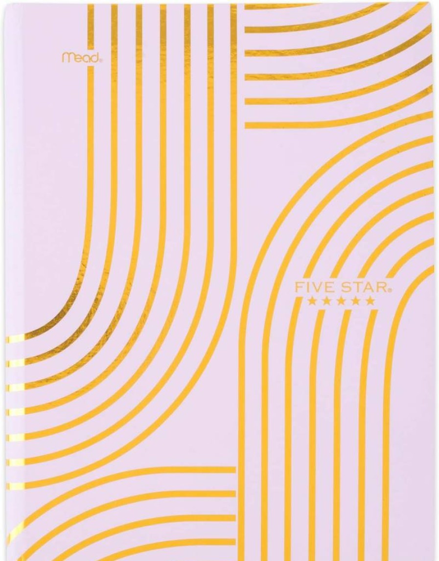 Five Star College Ruled Composition Notebook, 7.5" x 9.75", 80 Sheets, Hardcover, Lilac & Gold Arches Design, 850111F-Amz