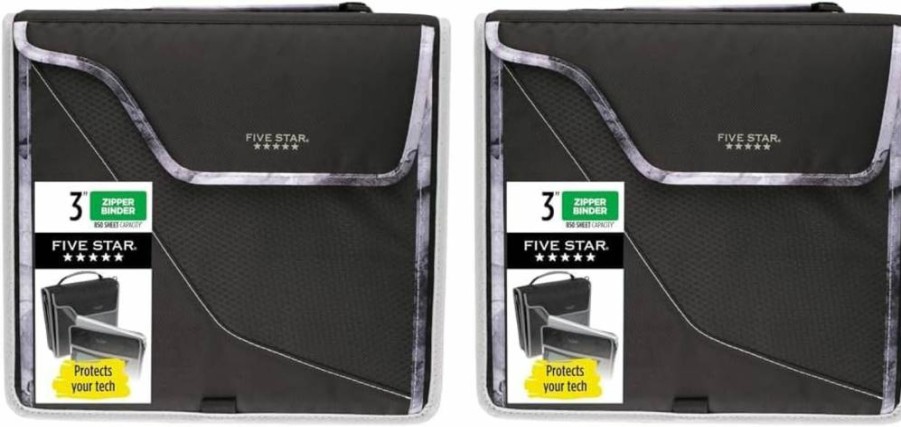 Five Star 3 Inch 3-Ring Binder with Zipper, Removable Padded Case, 5-Tab Expanding File, 850 Sheet Capacity, Multi-Use Strap - Red/Black (29296Ce8)