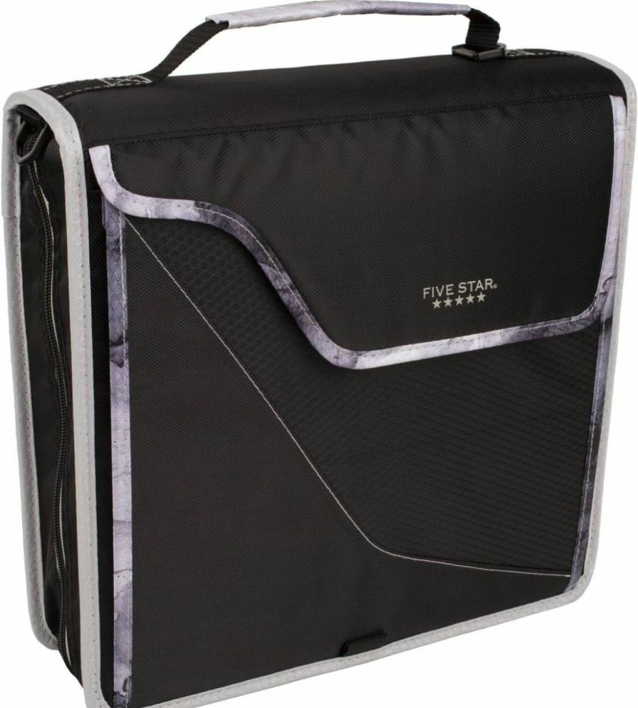 Five Star 3 Inch 3-Ring Binder with Zipper, Removable Padded Case, 5-Tab Expanding File, 850 Sheet Capacity, Multi-Use Strap - Red/Black (29296Ce8)