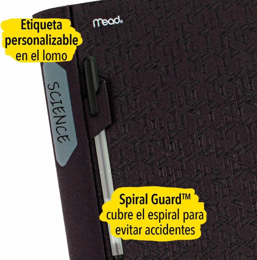 Five Star 5 Subject Spiral Notebook with Study App, College Ruled, 8.5" x 11", 200 Sheets, Spiral Guard, Movable Tabs, Black (73144)
