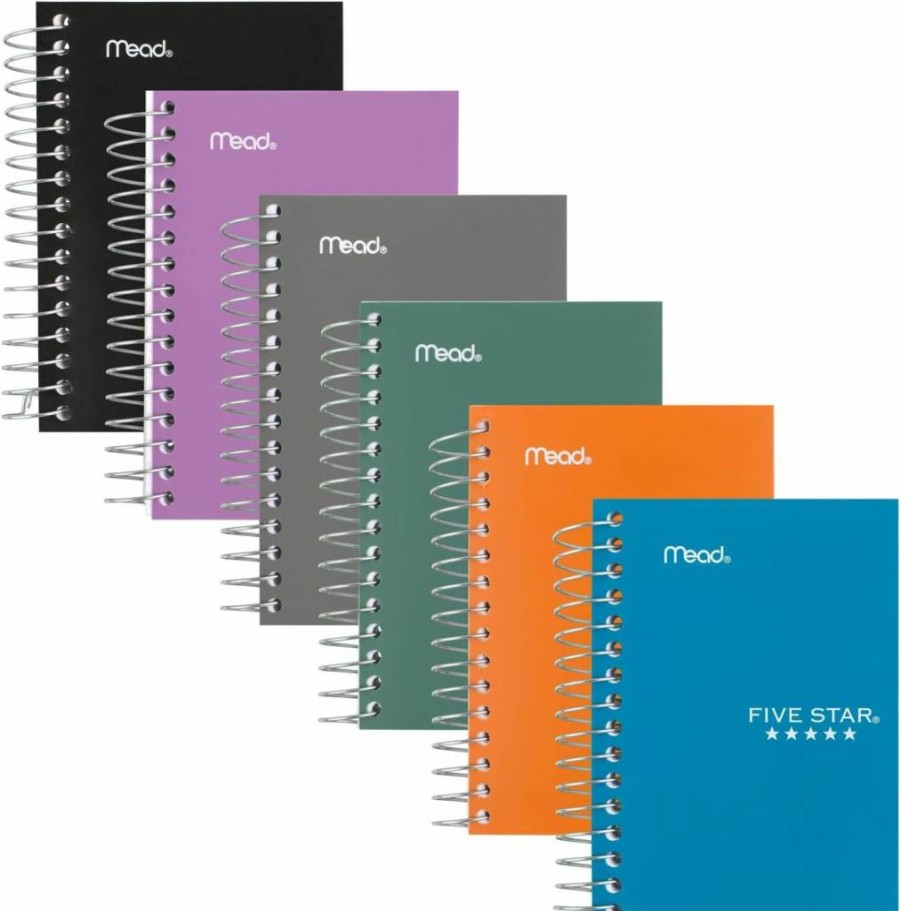 Five Star Spiral Notebook, 5.5" x 3.5" Pocket Notebook, College Ruled, 200 Sheets, Assorted Colors, 1-Pack (45388)