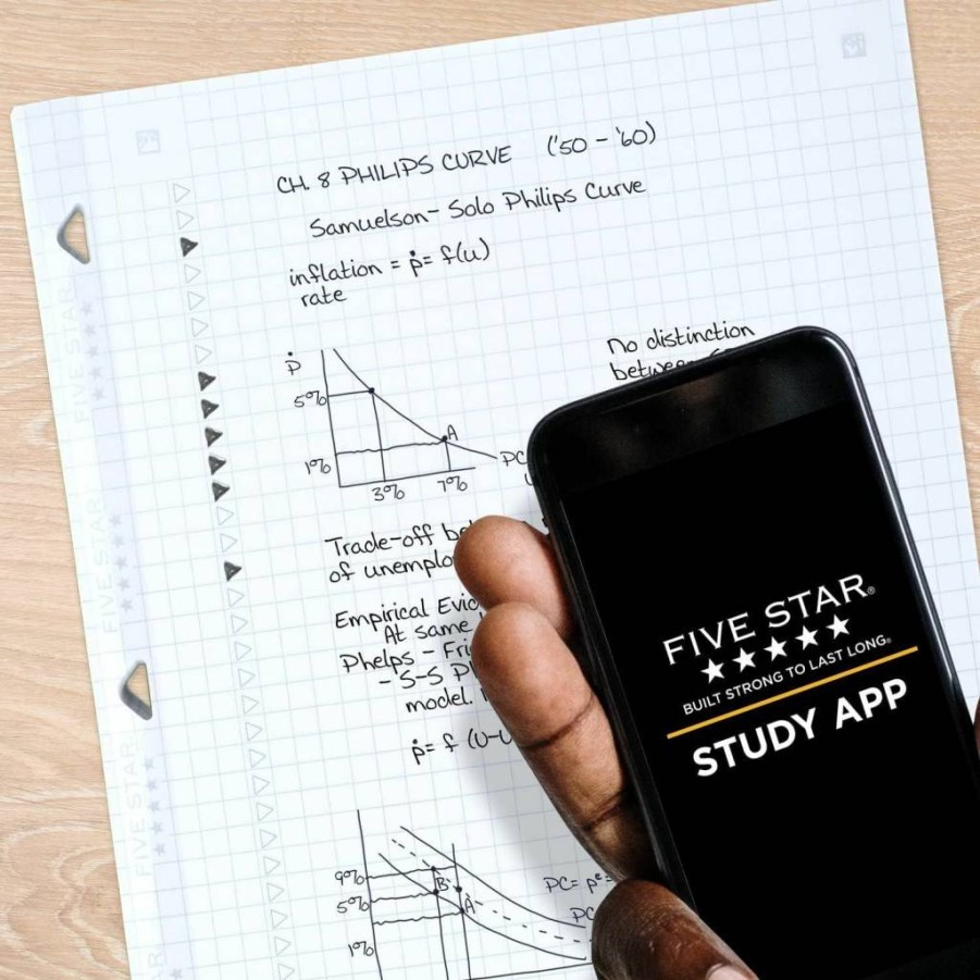 Five Star Reinforced Loose Leaf Paper, 3-Pack with Study App - 80 Sheets per Pack, College Ruled & Graph Paper, 8.5 x 11, Anti-Bleed Technology (170027)