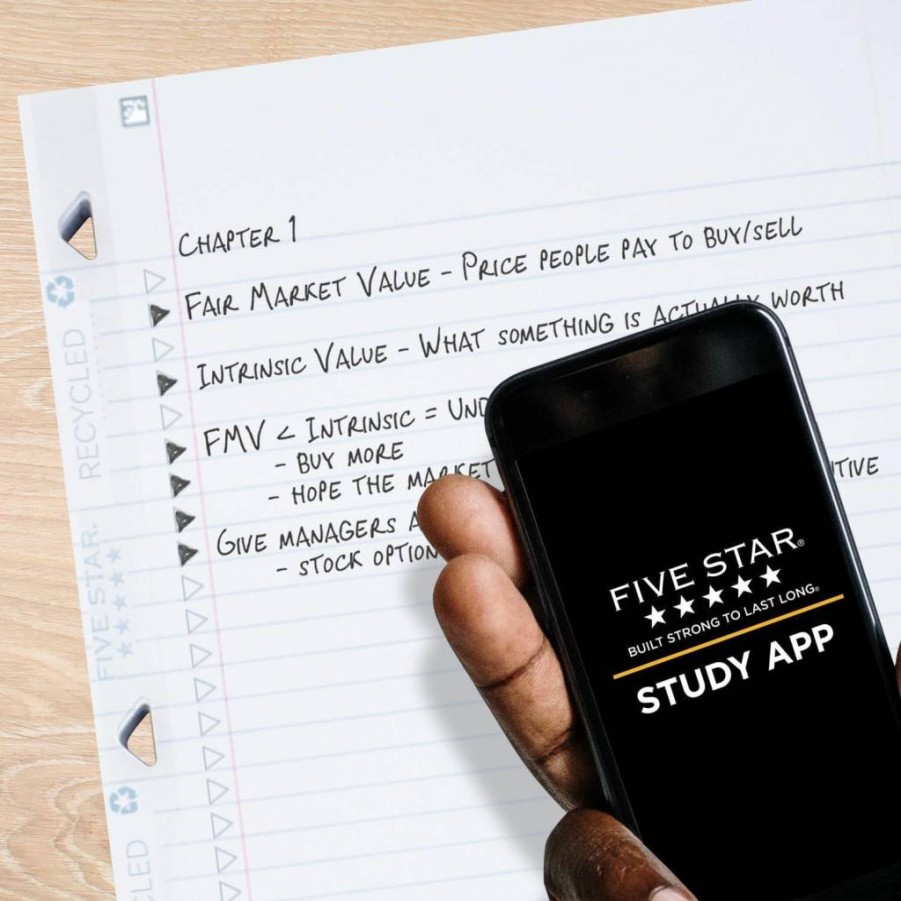 Five Star Reinforced Loose Leaf Paper, 8.5" x 11" College Ruled Filler Notebook, 80 Sheets with Free Study App, Recycled Eco-Friendly Paper (170023)