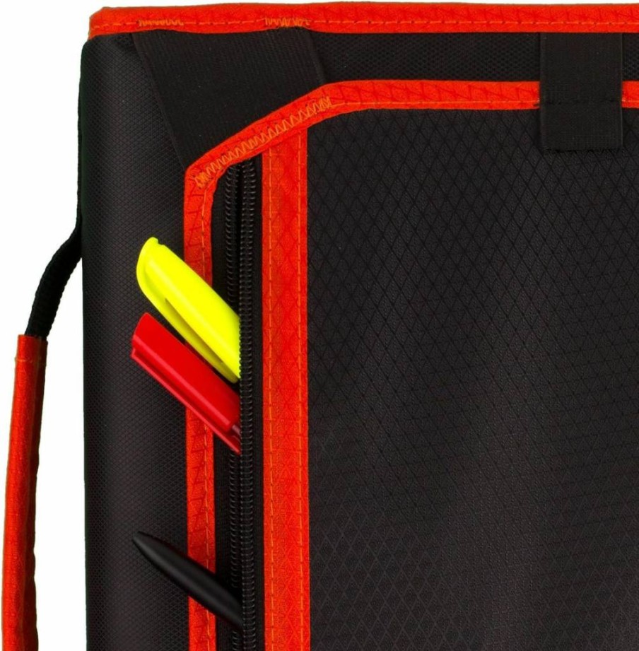 Five Star 2 Inch 3-Ring Binder with Zipper Closure, Round Rings, Expansion Panel, 5-Tab File Organizer, 580 Sheet Capacity, Red & Black (29052Ce8)
