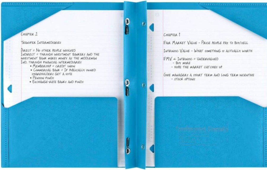 Five Star 4-Pack Plastic 2-Pocket Folders with Prong Fasteners & Stay-Put Tabs, Letter Size 8.5x11 Inch, Assorted Colors (Tidewater Blue, White, Purple, Yellow) for School & Office Supplies